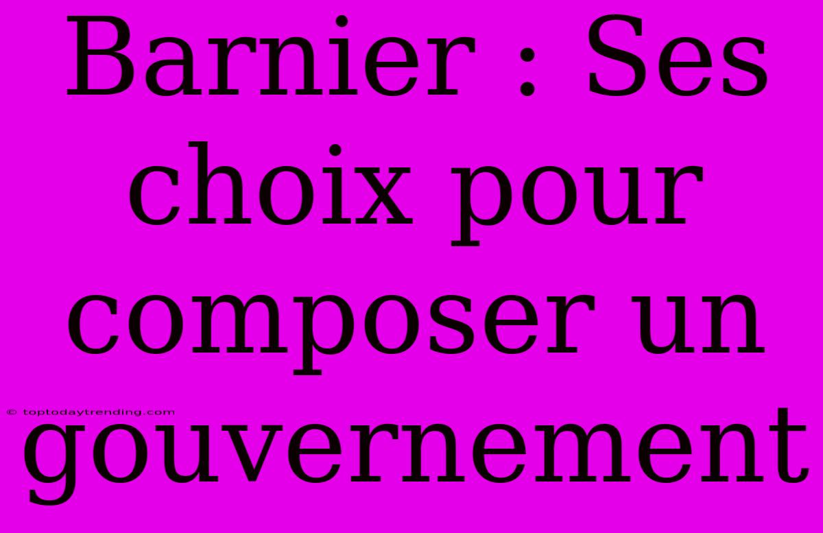 Barnier : Ses Choix Pour Composer Un Gouvernement