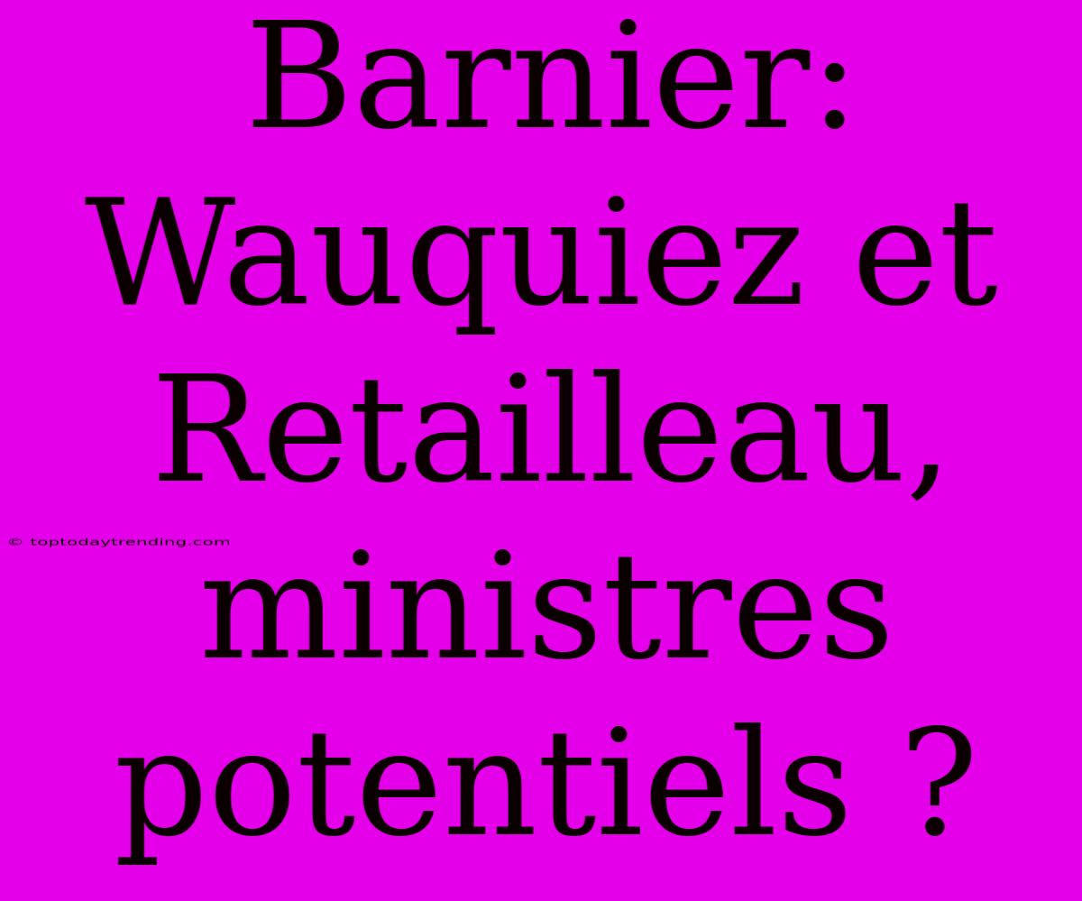 Barnier: Wauquiez Et Retailleau, Ministres Potentiels ?