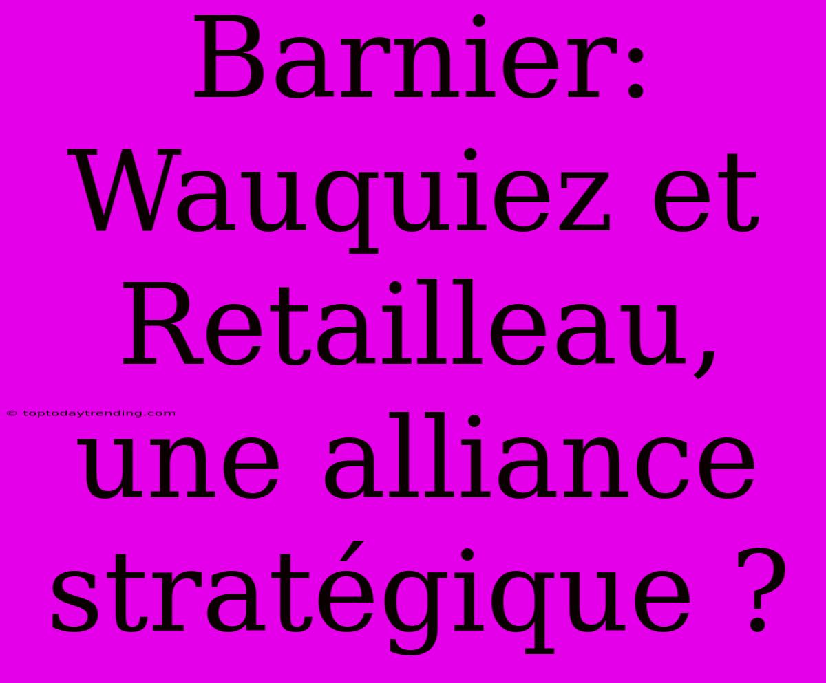 Barnier: Wauquiez Et Retailleau, Une Alliance Stratégique ?