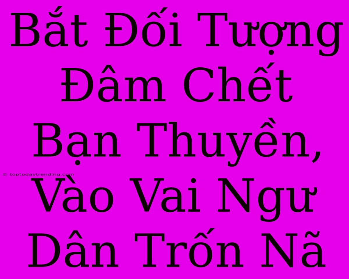 Bắt Đối Tượng Đâm Chết Bạn Thuyền, Vào Vai Ngư Dân Trốn Nã