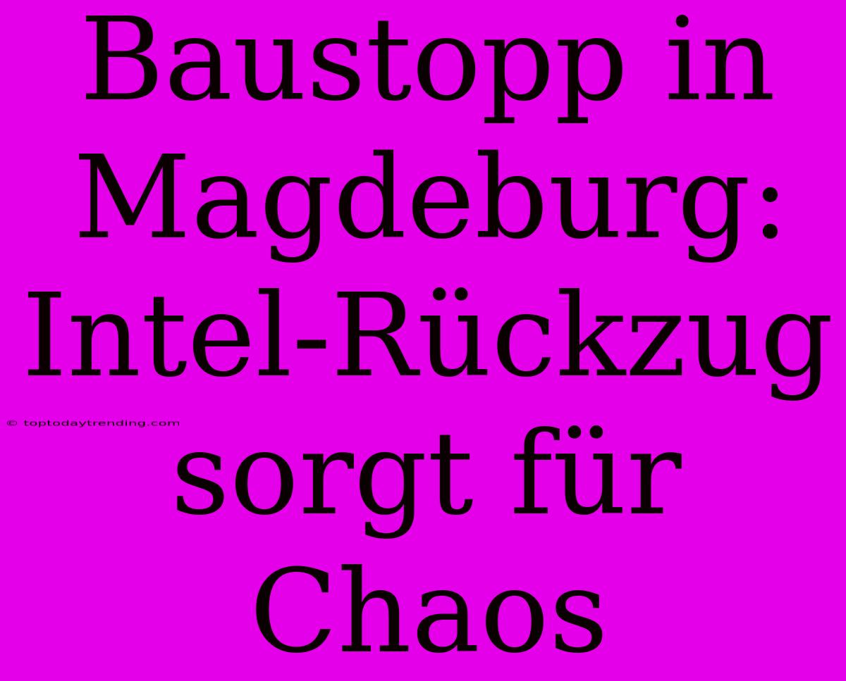 Baustopp In Magdeburg: Intel-Rückzug Sorgt Für Chaos