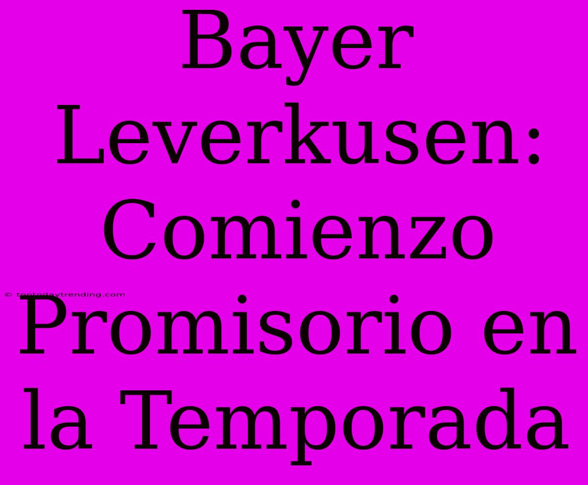 Bayer Leverkusen: Comienzo Promisorio En La Temporada