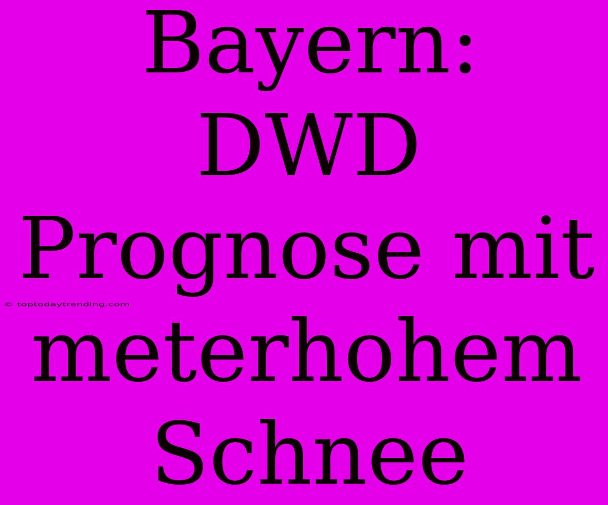 Bayern: DWD Prognose Mit Meterhohem Schnee