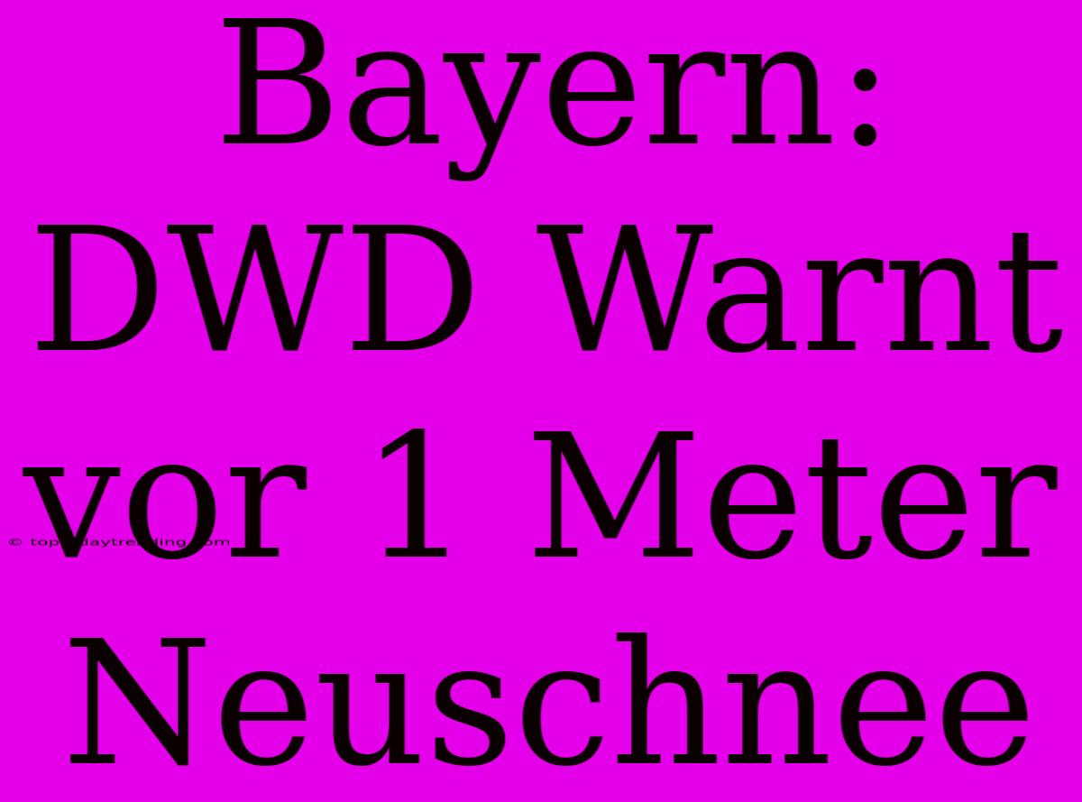 Bayern: DWD Warnt Vor 1 Meter Neuschnee