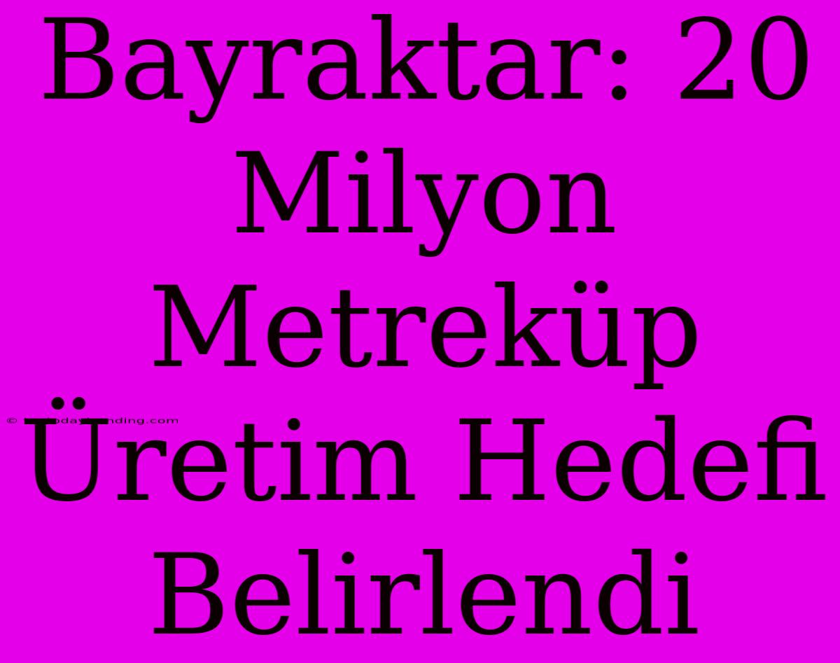 Bayraktar: 20 Milyon Metreküp Üretim Hedefi Belirlendi