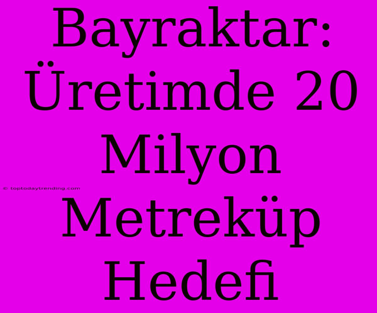 Bayraktar: Üretimde 20 Milyon Metreküp Hedefi