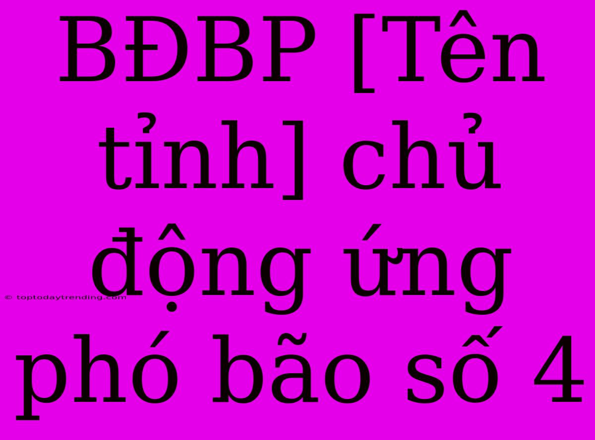 BĐBP [Tên Tỉnh] Chủ Động Ứng Phó Bão Số 4