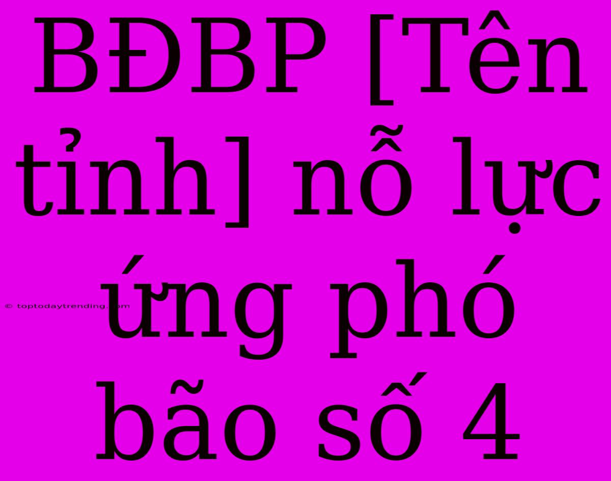 BĐBP [Tên Tỉnh] Nỗ Lực Ứng Phó Bão Số 4