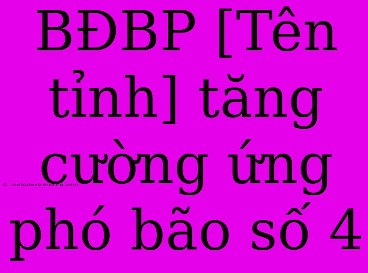 BĐBP [Tên Tỉnh] Tăng Cường Ứng Phó Bão Số 4