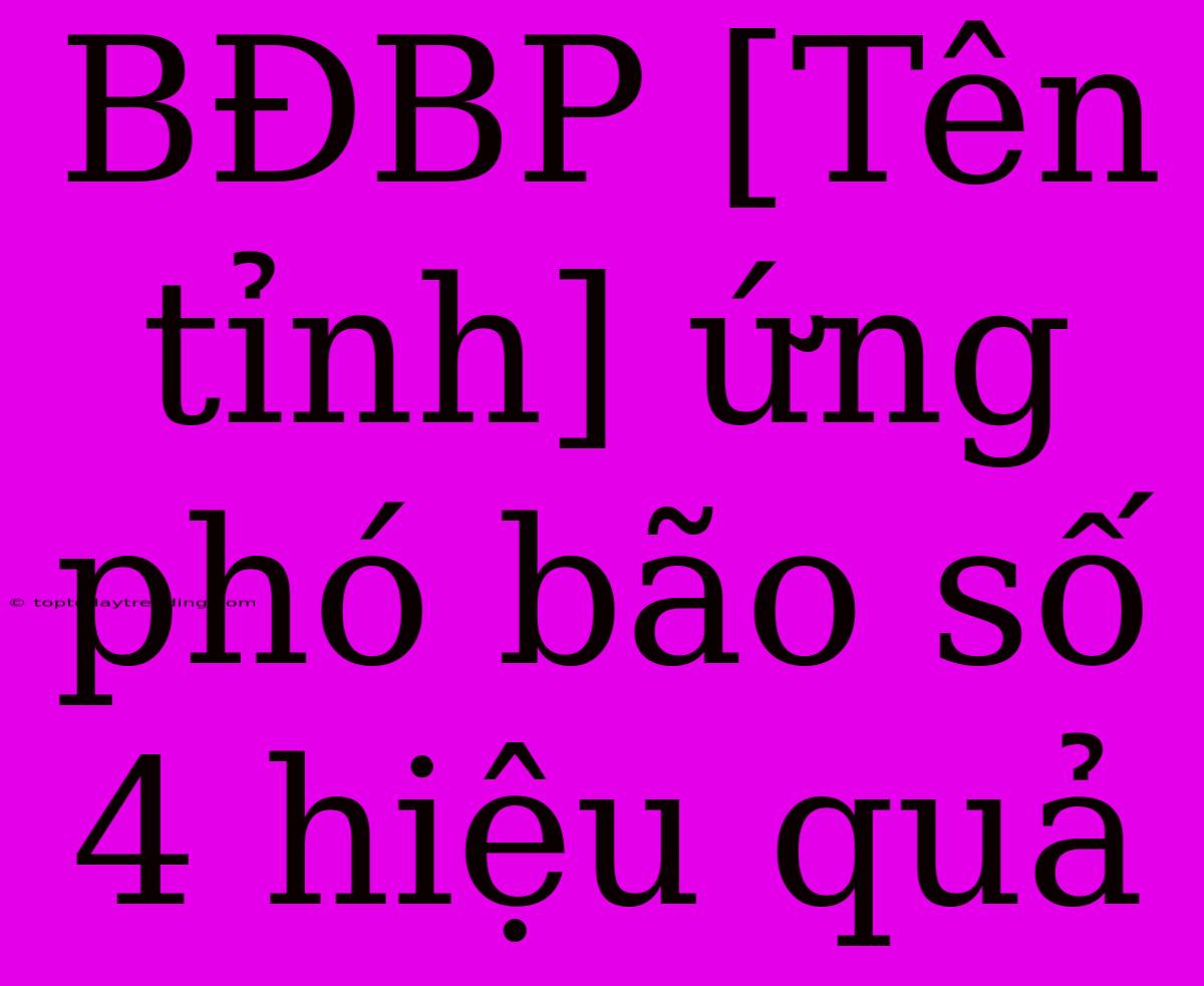 BĐBP [Tên Tỉnh] Ứng Phó Bão Số 4 Hiệu Quả