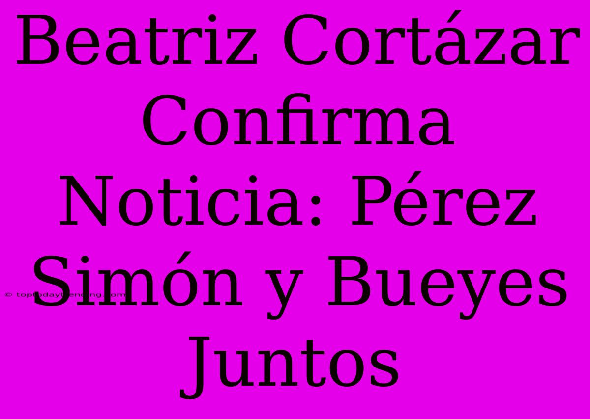 Beatriz Cortázar Confirma Noticia: Pérez Simón Y Bueyes Juntos