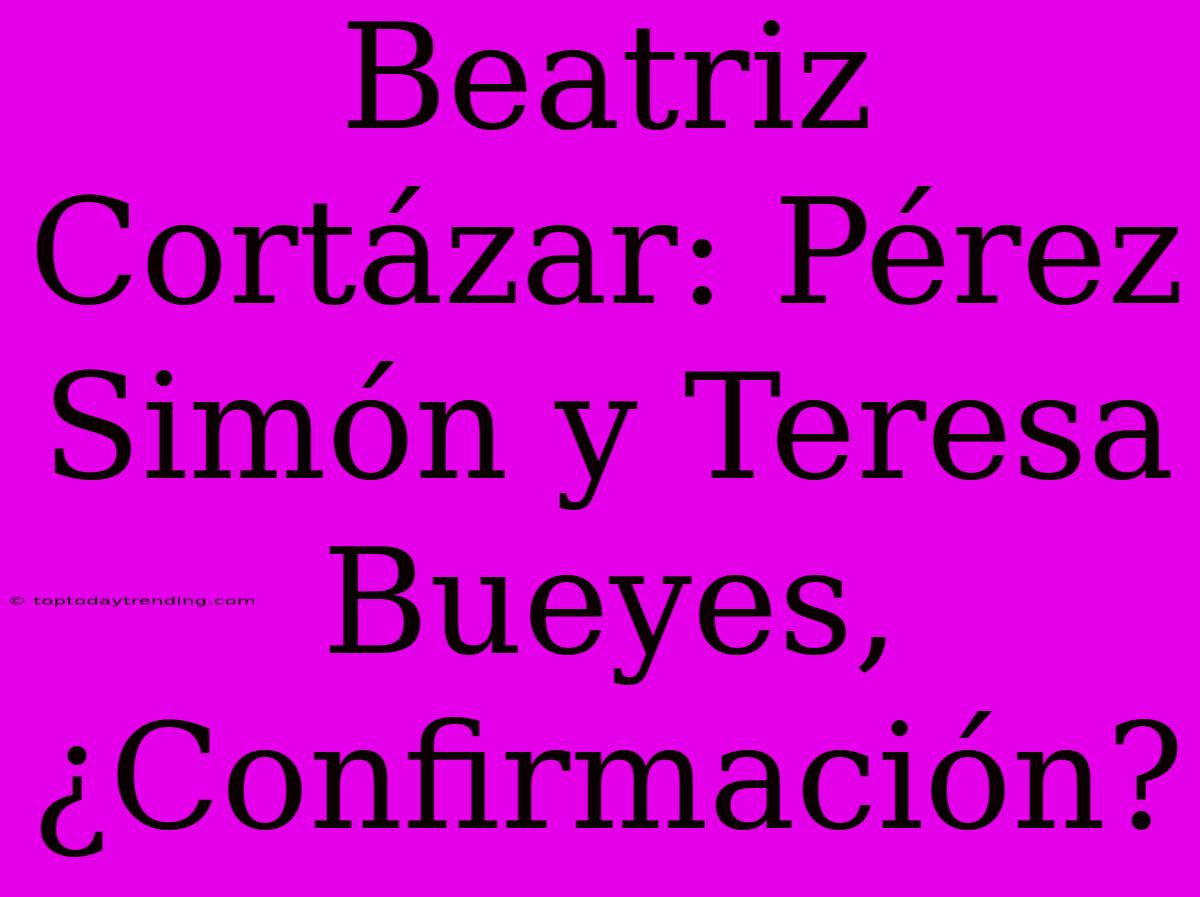 Beatriz Cortázar: Pérez Simón Y Teresa Bueyes, ¿Confirmación?