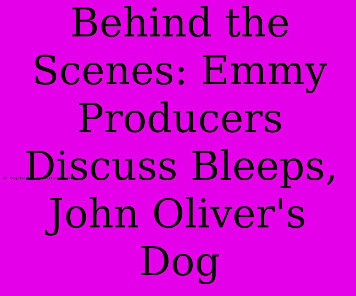 Behind The Scenes: Emmy Producers Discuss Bleeps, John Oliver's Dog