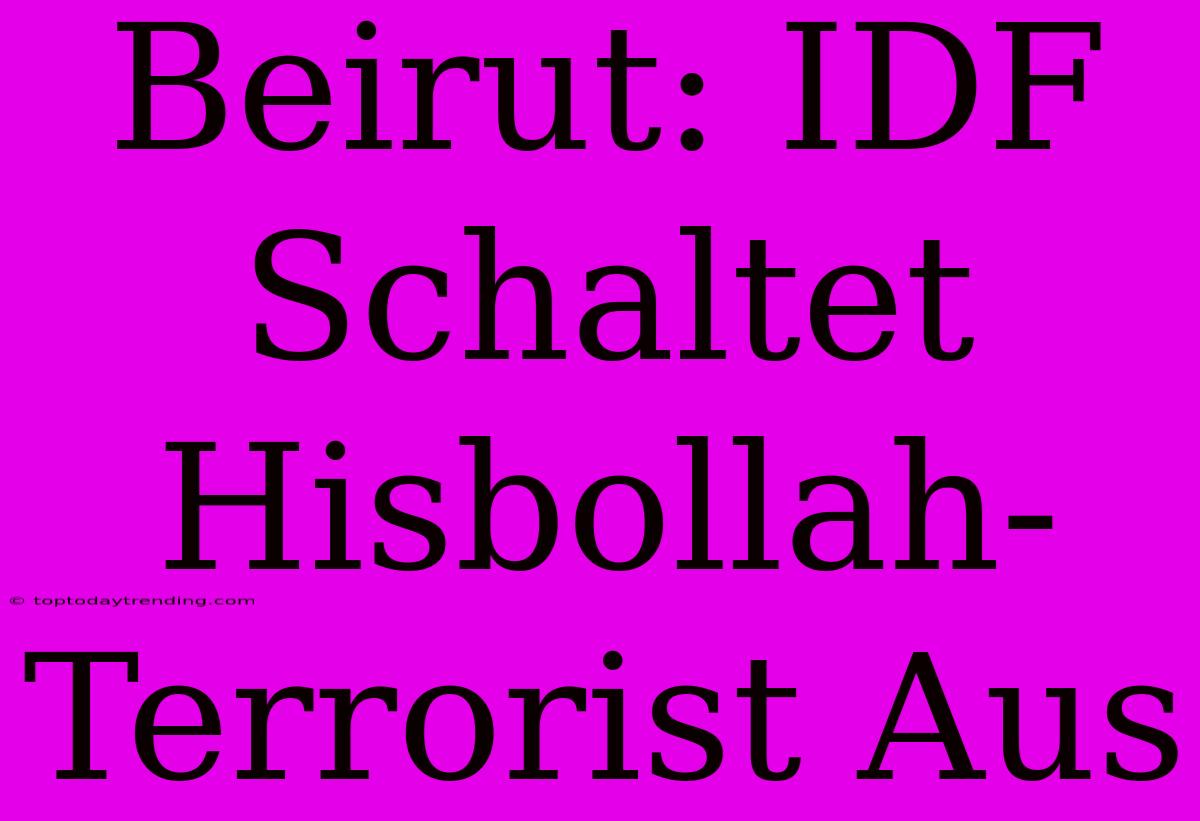 Beirut: IDF Schaltet Hisbollah-Terrorist Aus