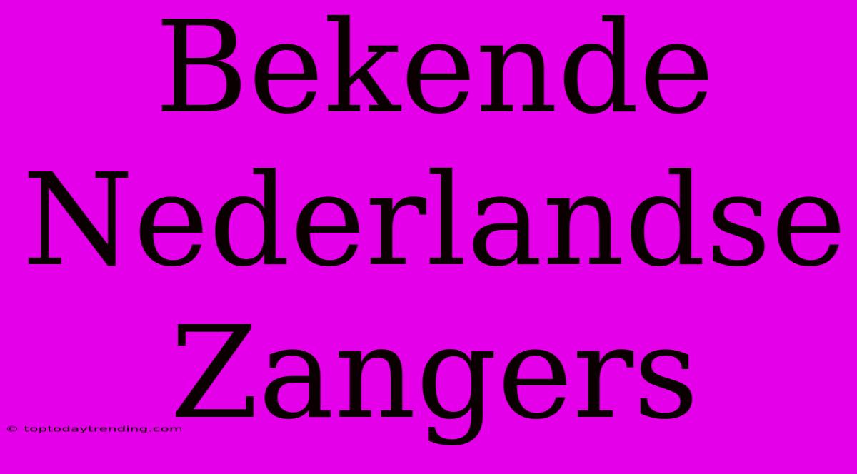 Bekende Nederlandse Zangers