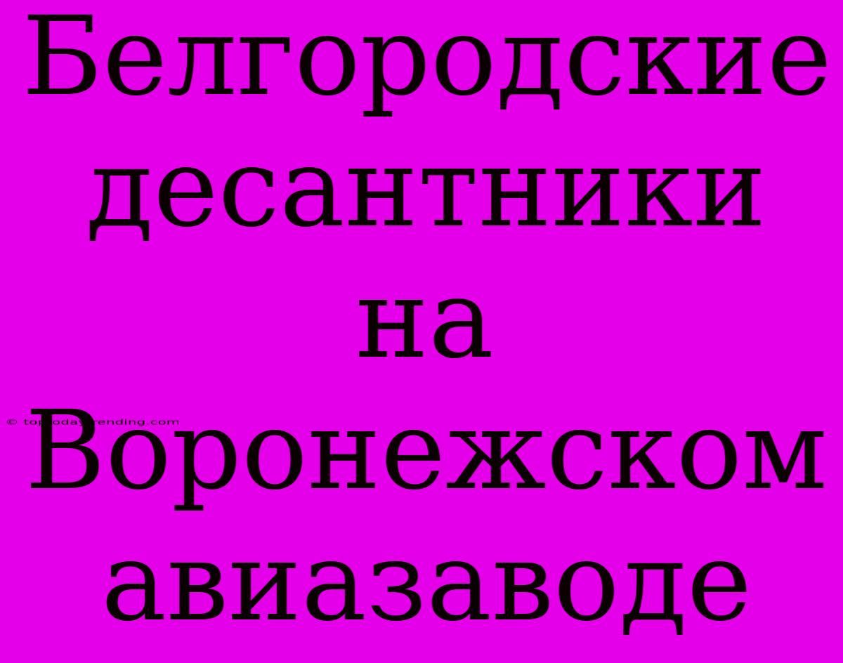 Белгородские Десантники На Воронежском Авиазаводе