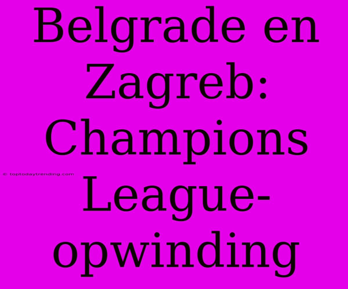 Belgrade En Zagreb: Champions League-opwinding