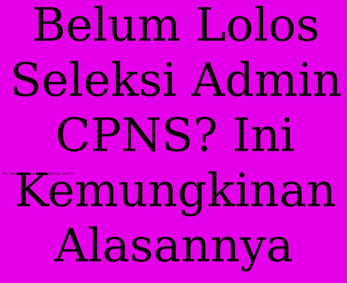 Belum Lolos Seleksi Admin CPNS? Ini Kemungkinan Alasannya