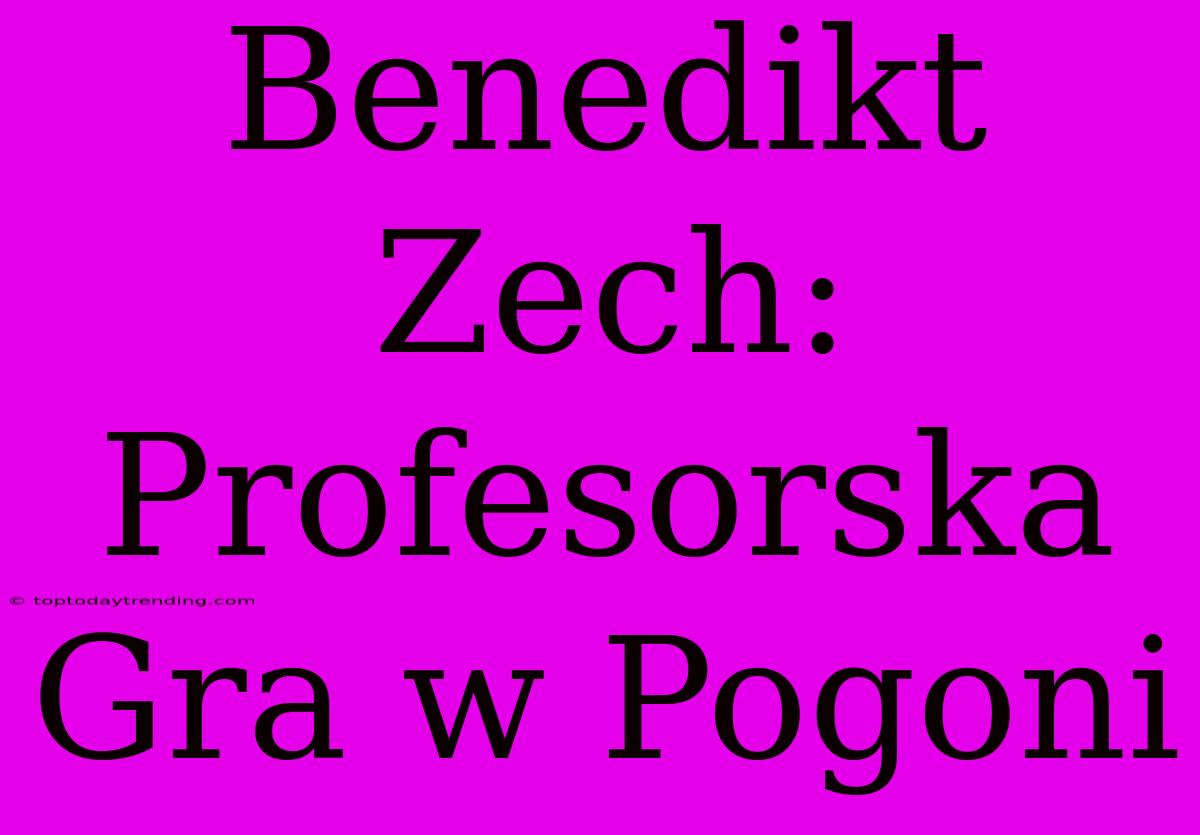 Benedikt Zech: Profesorska Gra W Pogoni