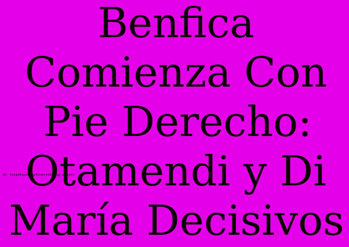 Benfica Comienza Con Pie Derecho: Otamendi Y Di María Decisivos