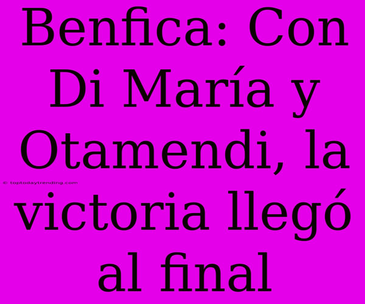 Benfica: Con Di María Y Otamendi, La Victoria Llegó Al Final