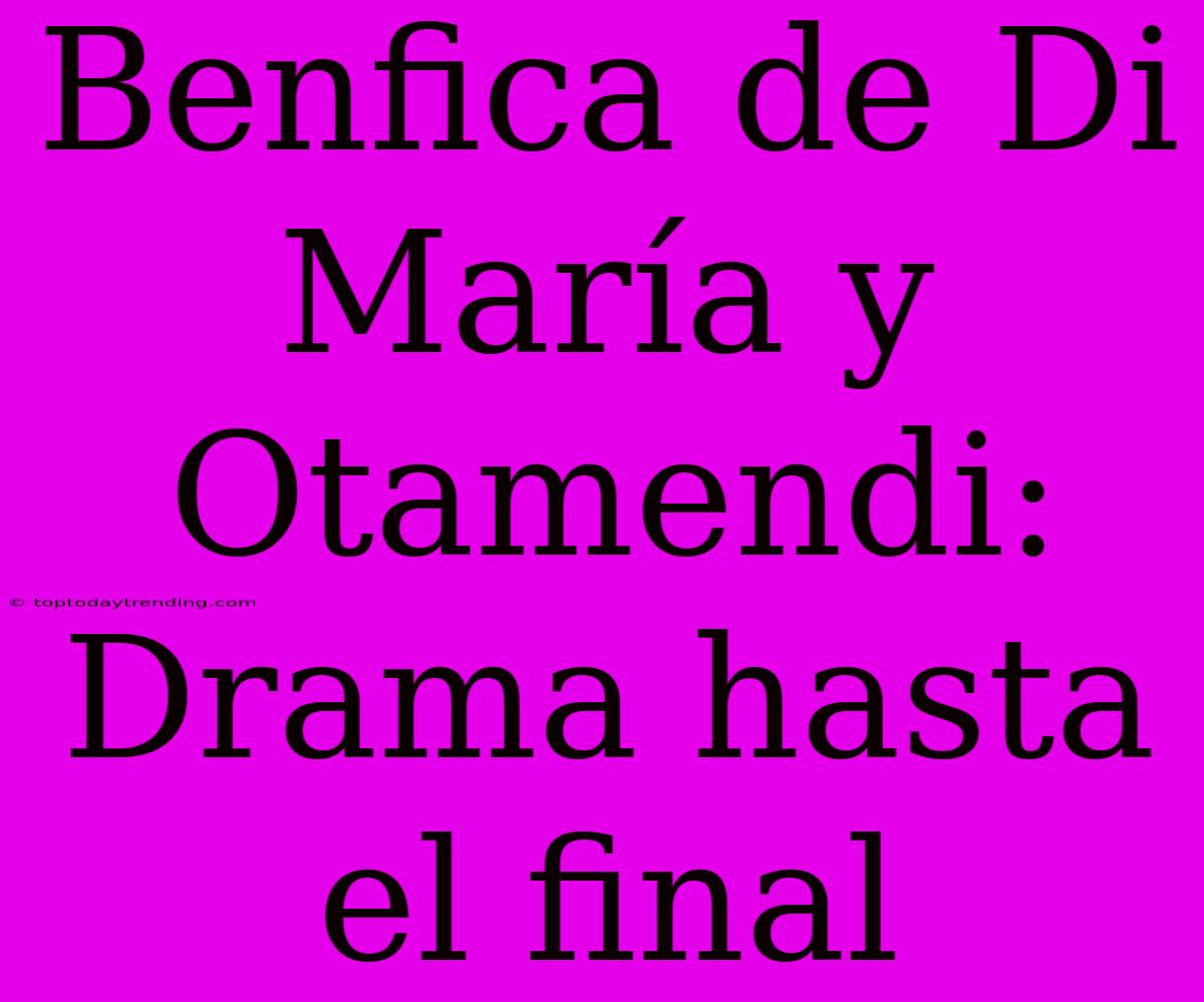 Benfica De Di María Y Otamendi: Drama Hasta El Final