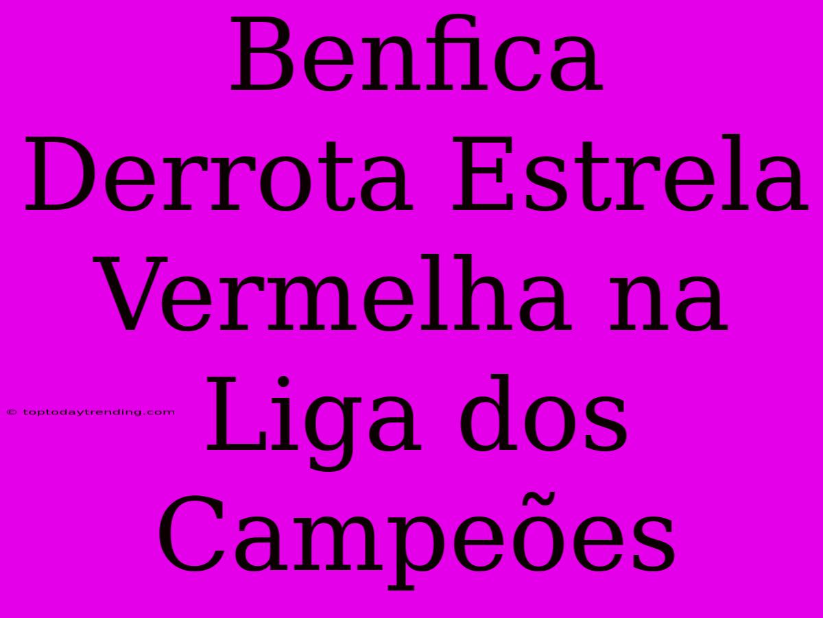 Benfica Derrota Estrela Vermelha Na Liga Dos Campeões