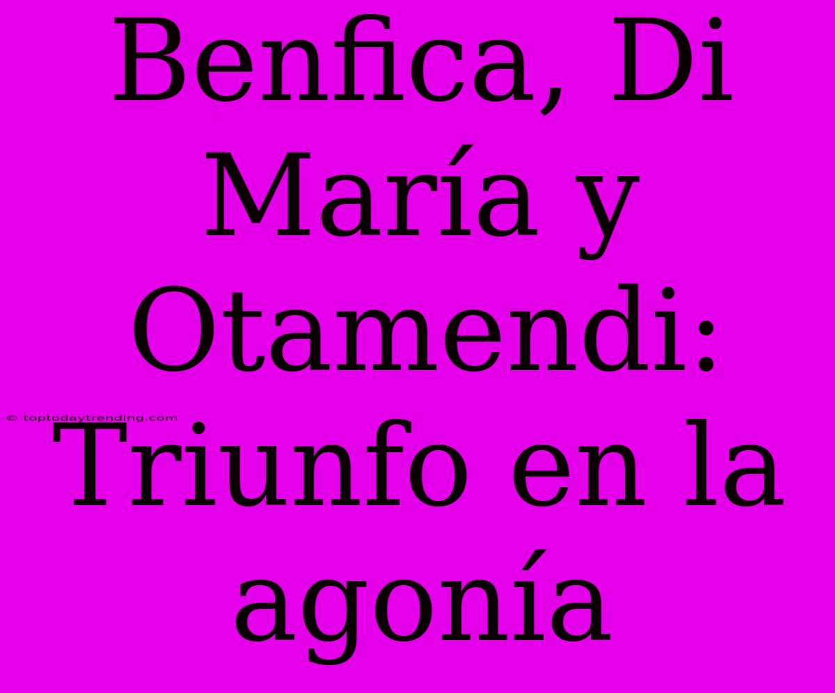 Benfica, Di María Y Otamendi: Triunfo En La Agonía