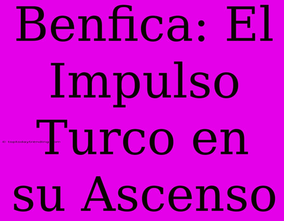 Benfica: El Impulso Turco En Su Ascenso