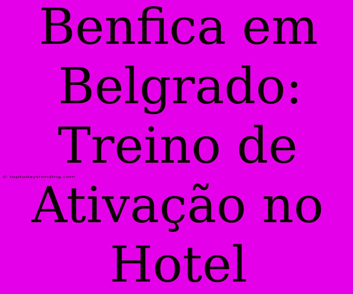 Benfica Em Belgrado: Treino De Ativação No Hotel