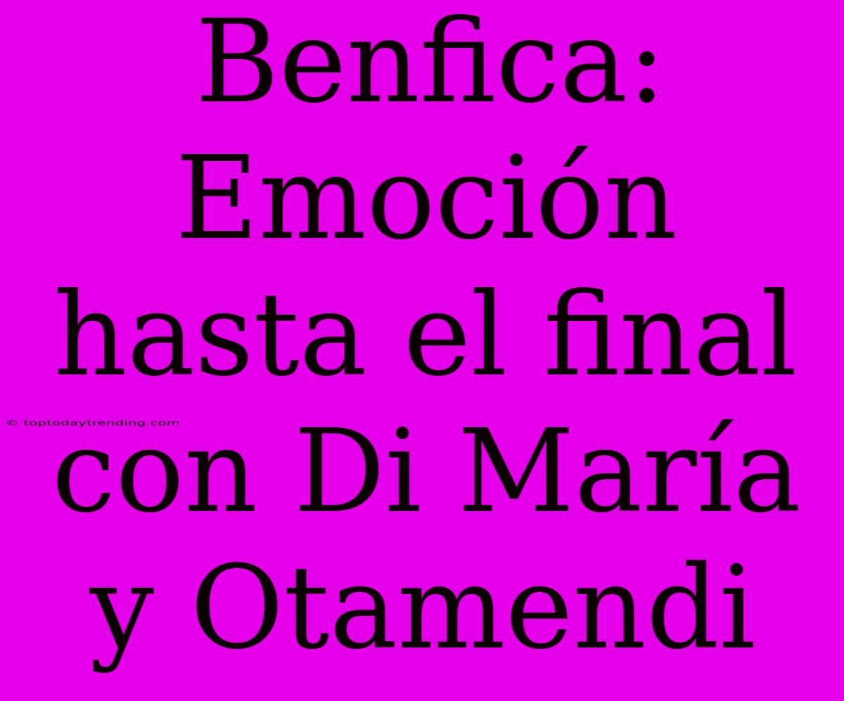 Benfica: Emoción Hasta El Final Con Di María Y Otamendi