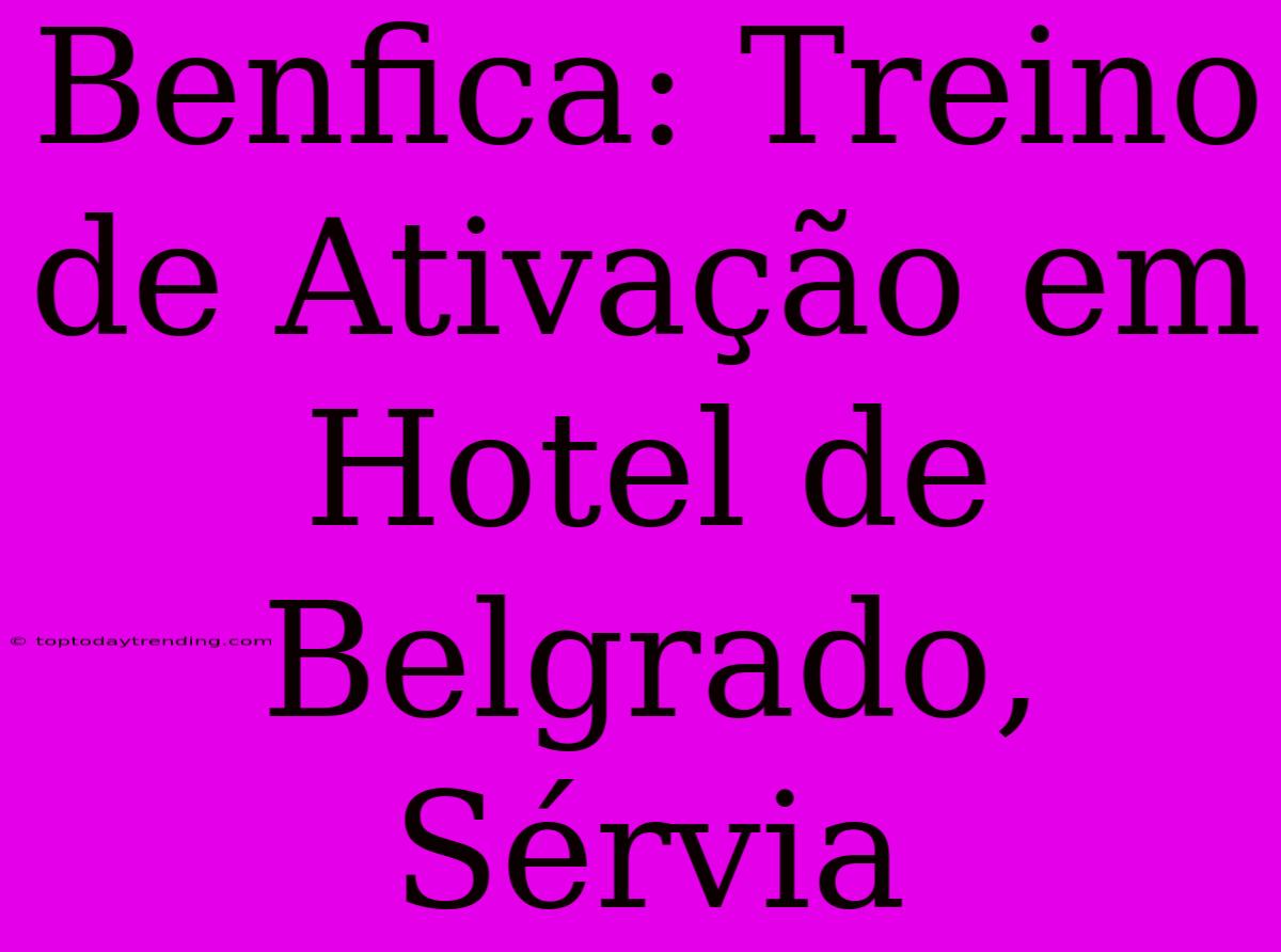 Benfica: Treino De Ativação Em Hotel De Belgrado, Sérvia