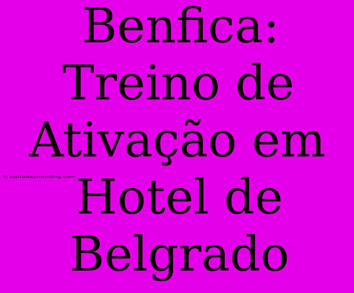 Benfica: Treino De Ativação Em Hotel De Belgrado