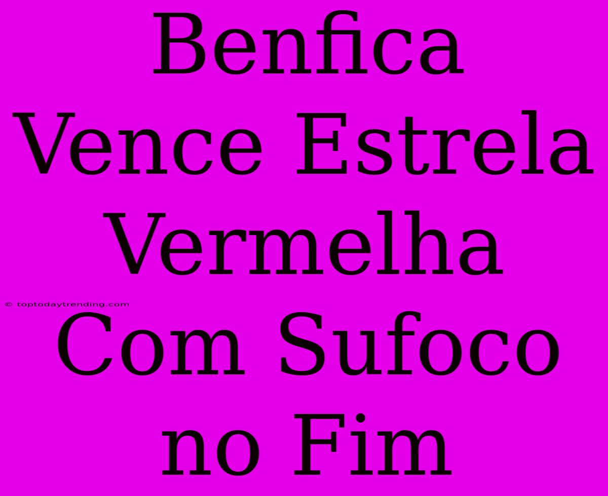 Benfica Vence Estrela Vermelha Com Sufoco No Fim