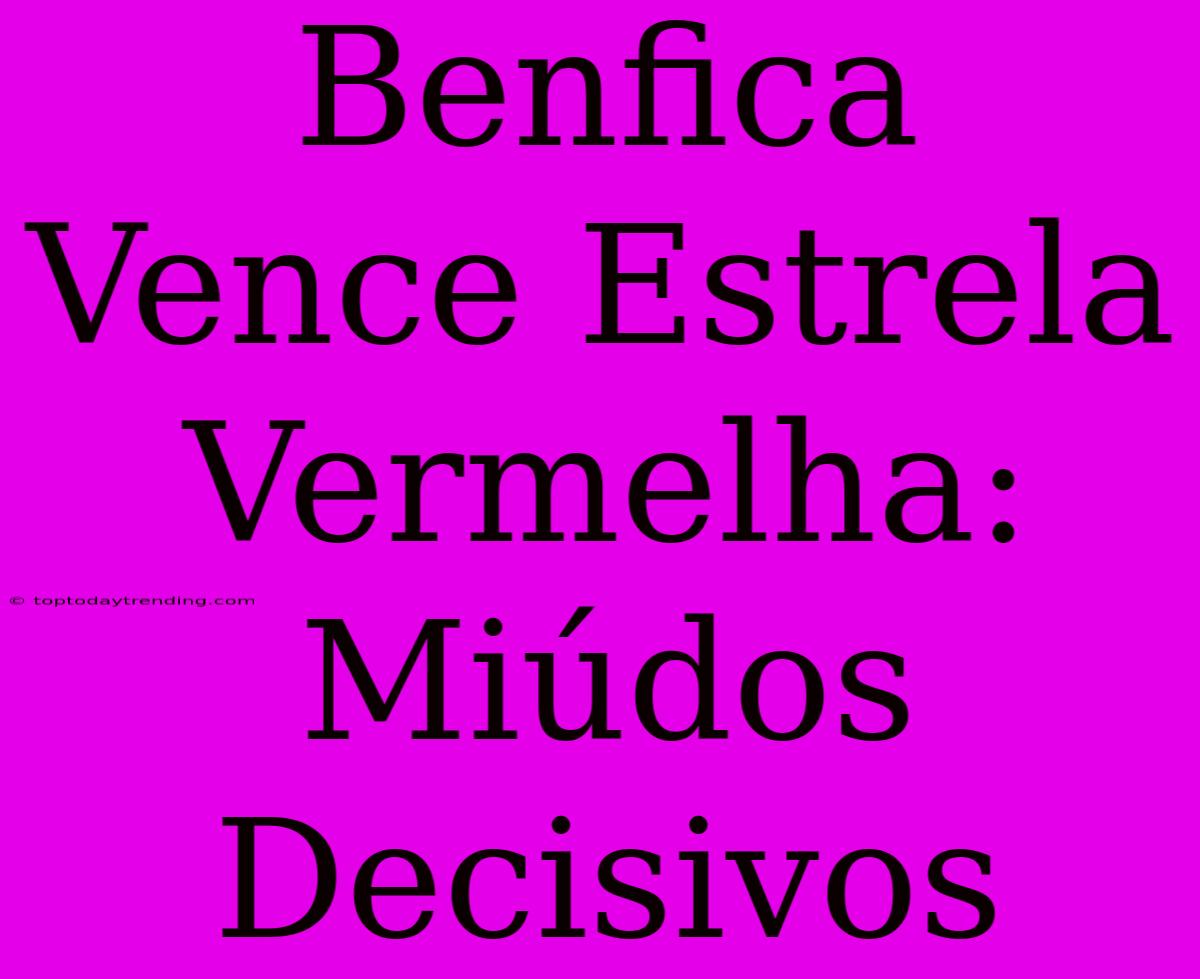 Benfica Vence Estrela Vermelha: Miúdos Decisivos