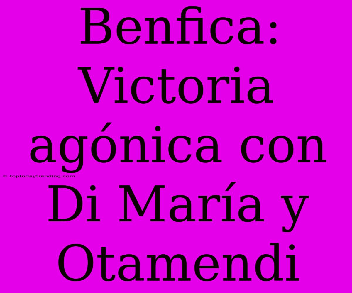 Benfica: Victoria Agónica Con Di María Y Otamendi