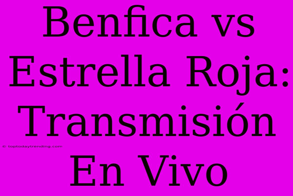 Benfica Vs Estrella Roja: Transmisión En Vivo