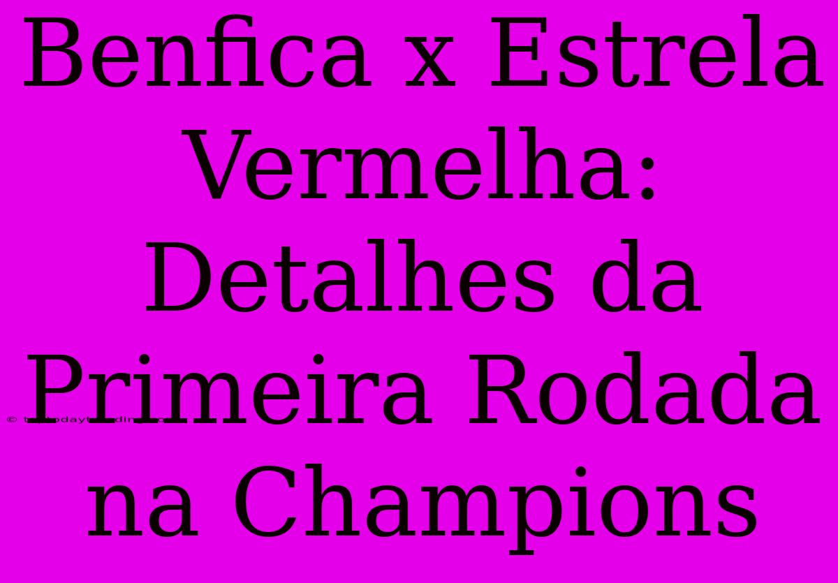 Benfica X Estrela Vermelha:  Detalhes Da Primeira Rodada Na Champions