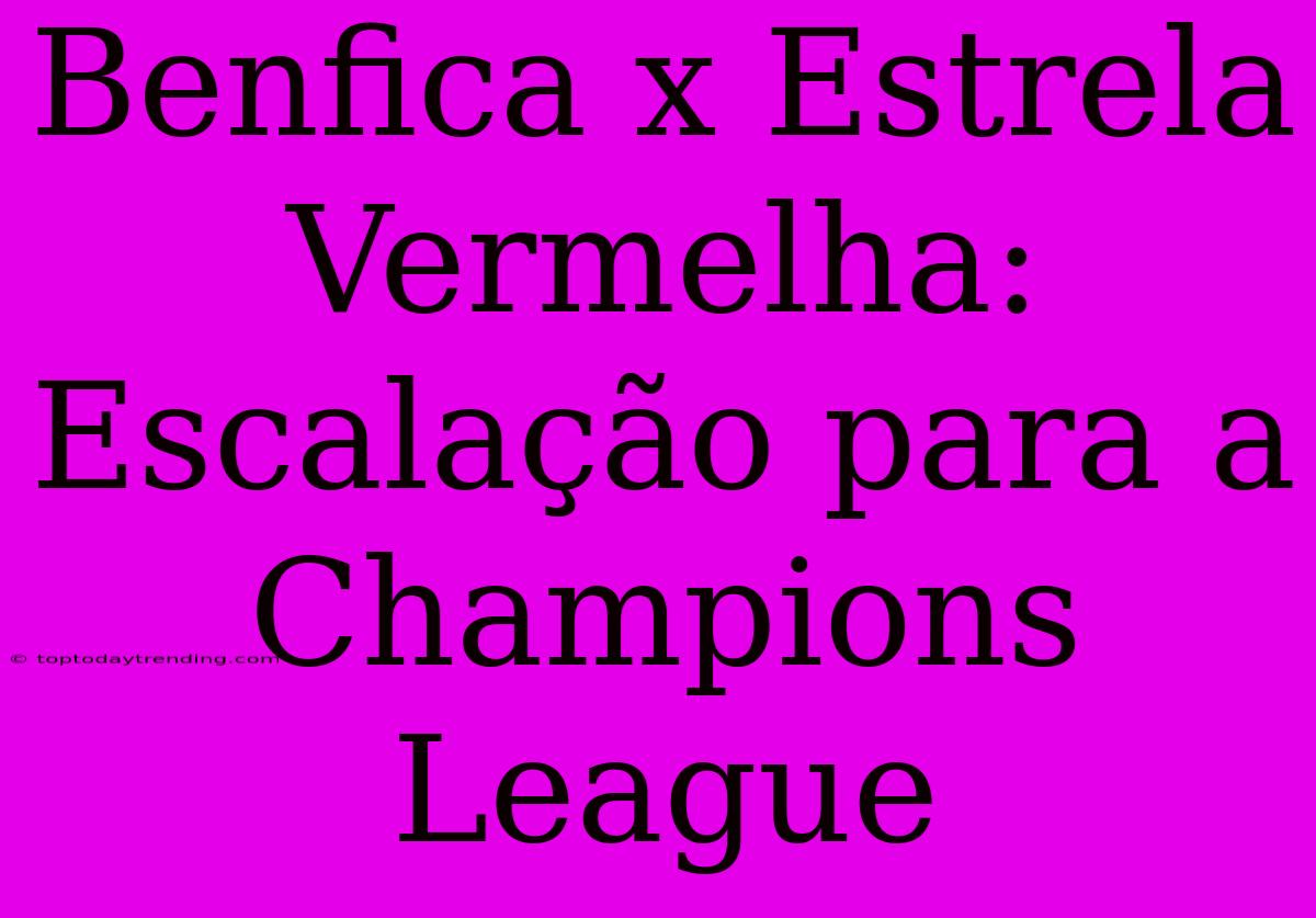 Benfica X Estrela Vermelha: Escalação Para A Champions League