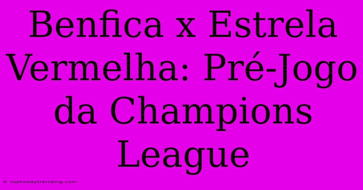 Benfica X Estrela Vermelha: Pré-Jogo Da Champions League