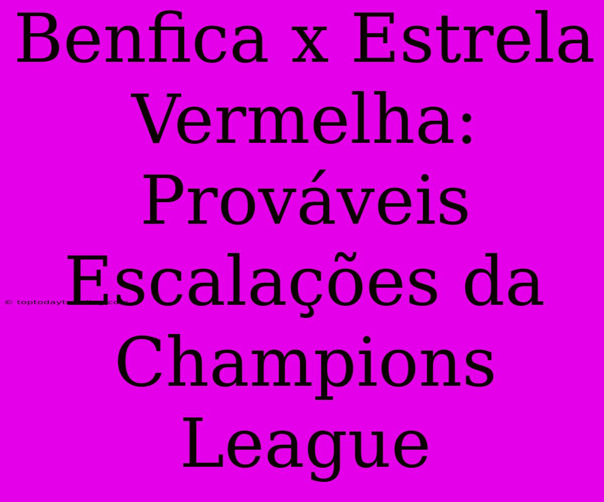 Benfica X Estrela Vermelha: Prováveis Escalações Da Champions League