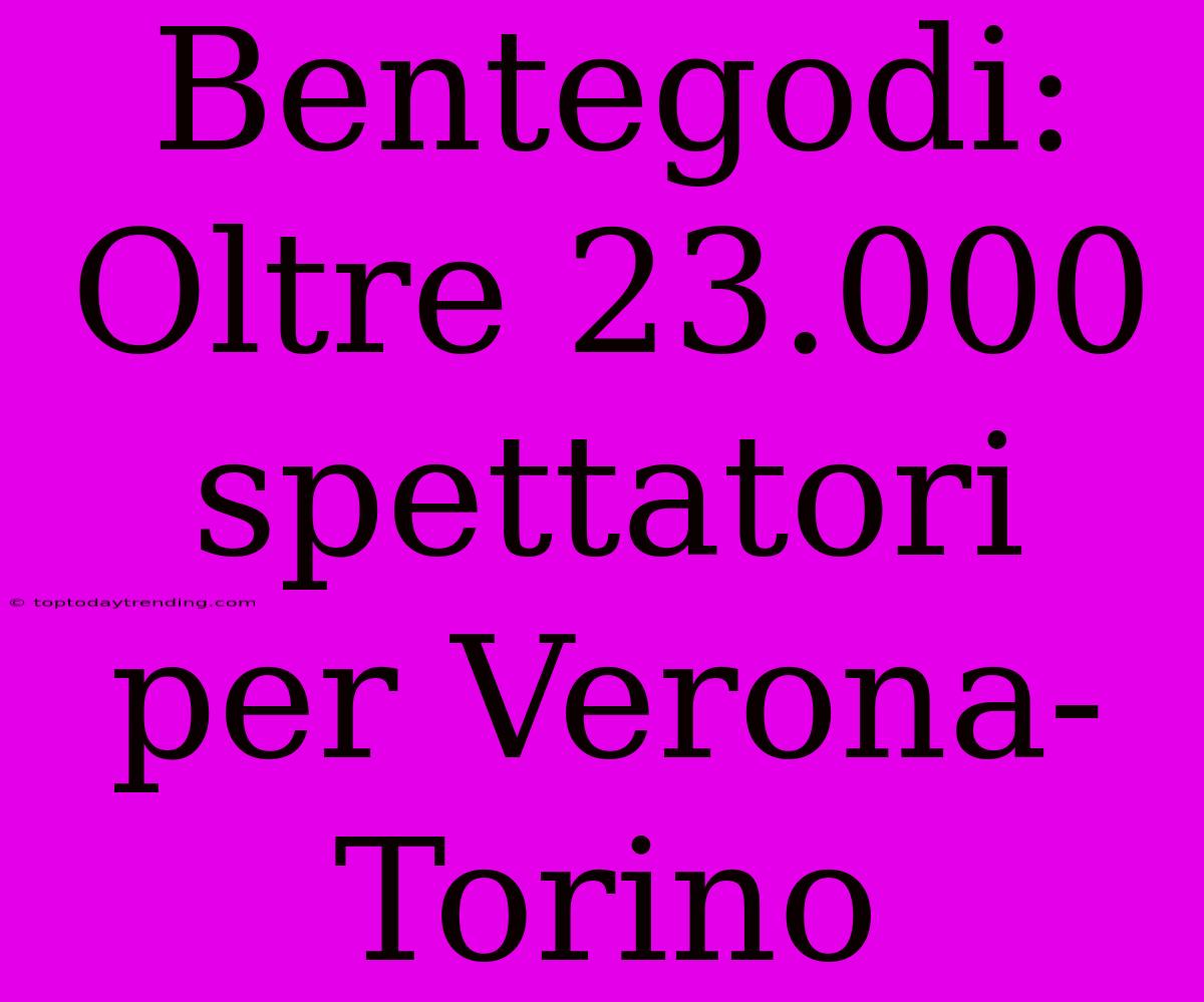 Bentegodi: Oltre 23.000 Spettatori Per Verona-Torino