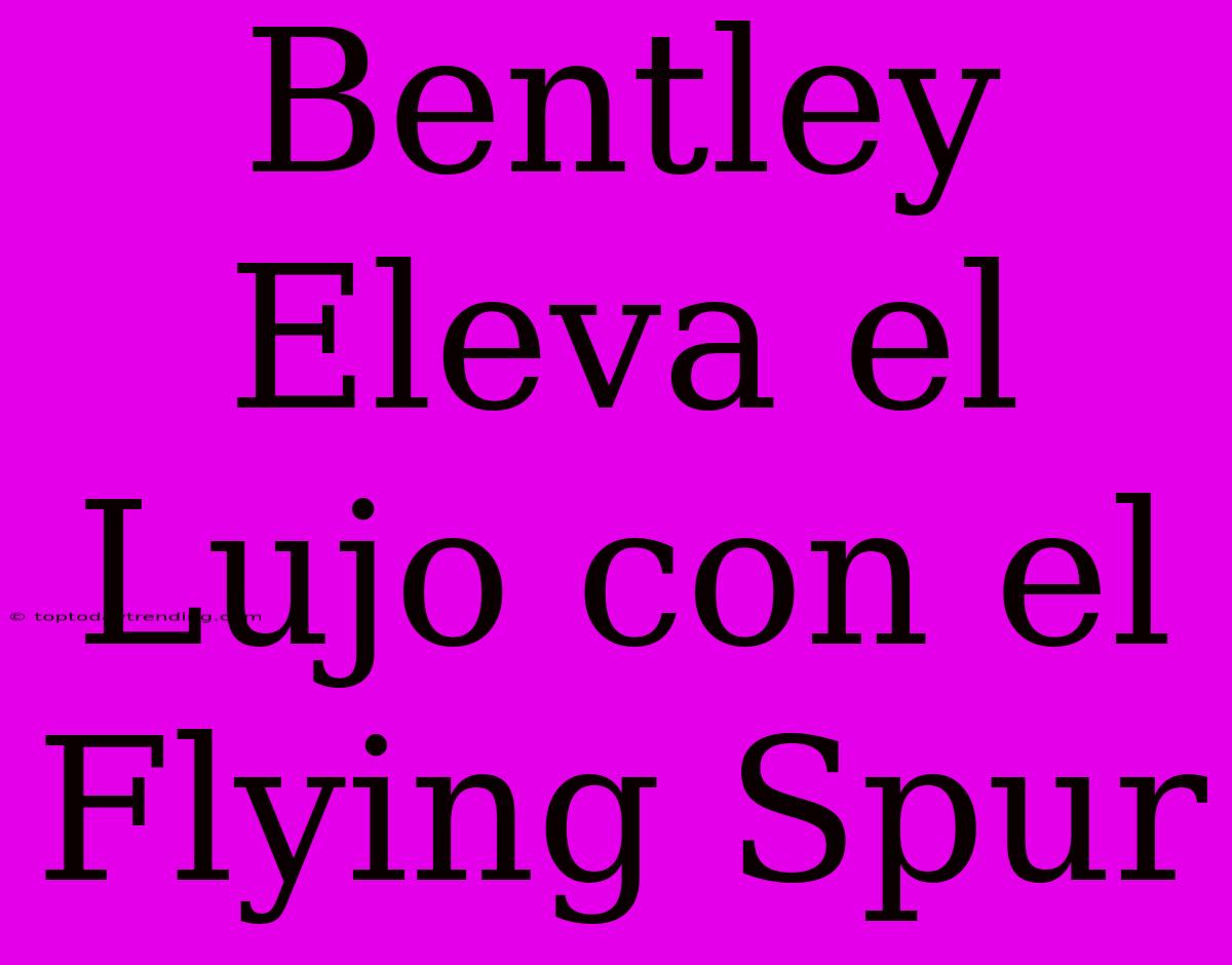 Bentley Eleva El Lujo Con El Flying Spur