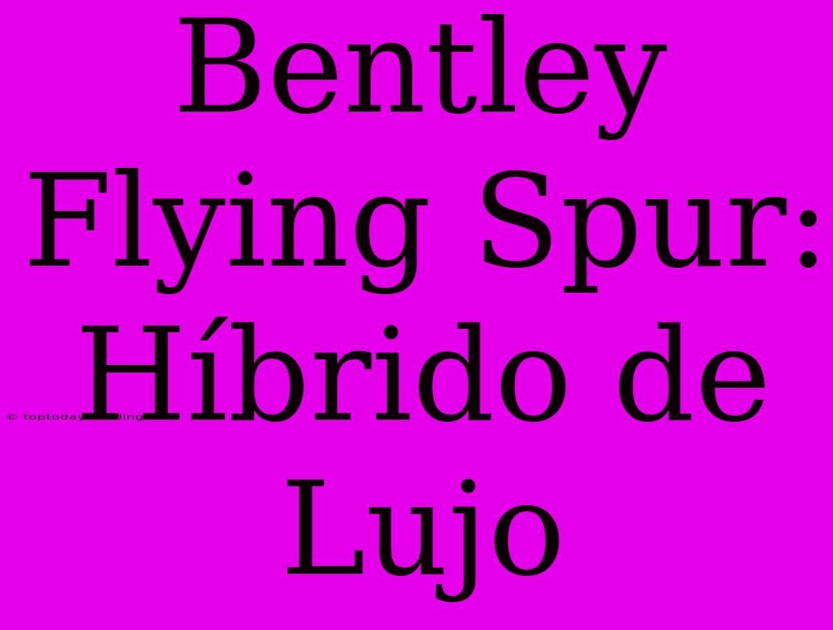 Bentley Flying Spur: Híbrido De Lujo