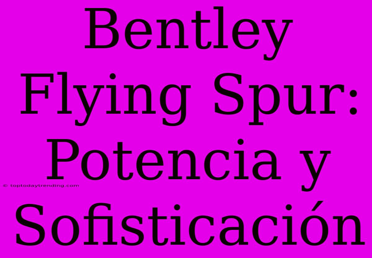 Bentley Flying Spur: Potencia Y Sofisticación