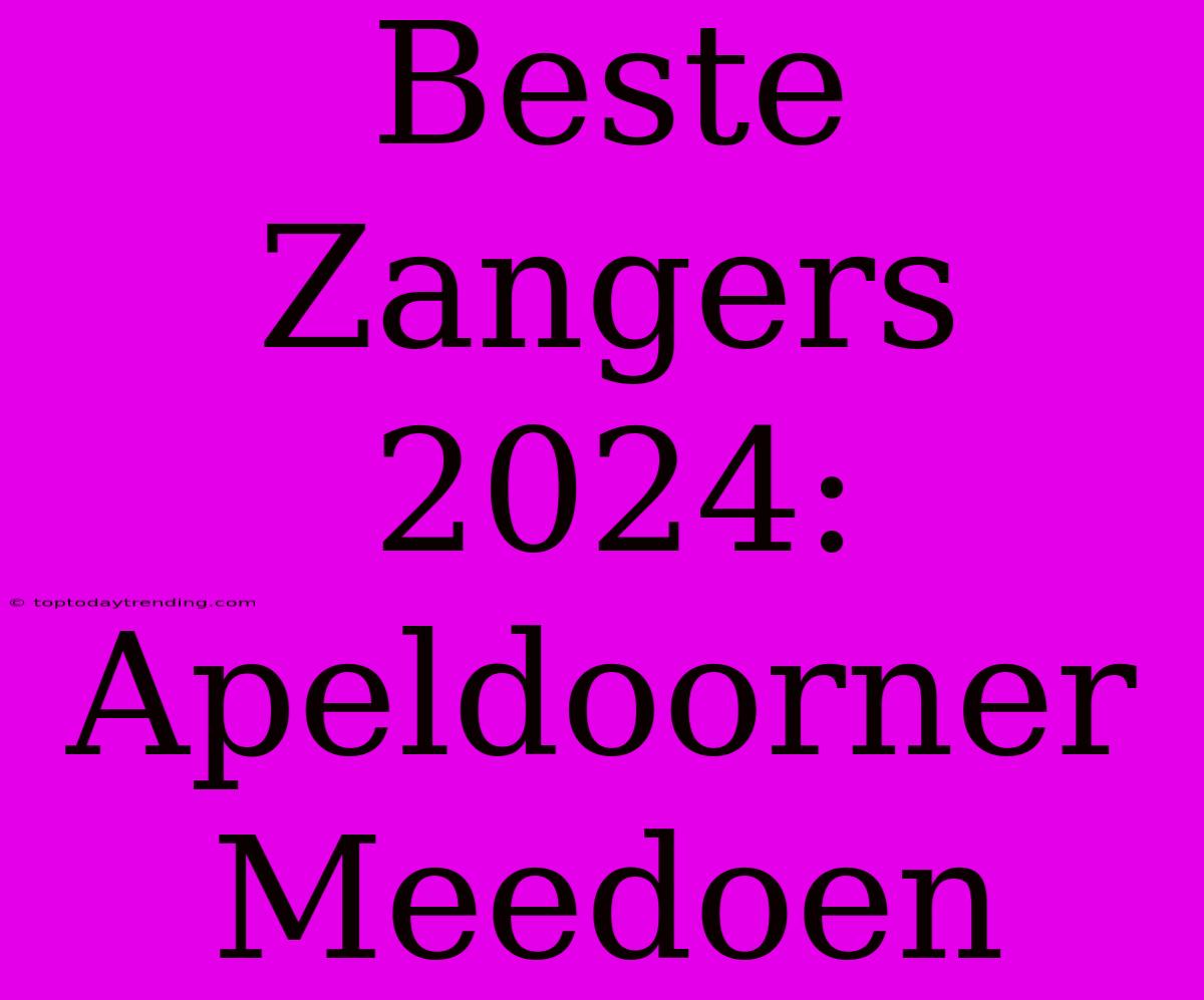 Beste Zangers 2024: Apeldoorner Meedoen