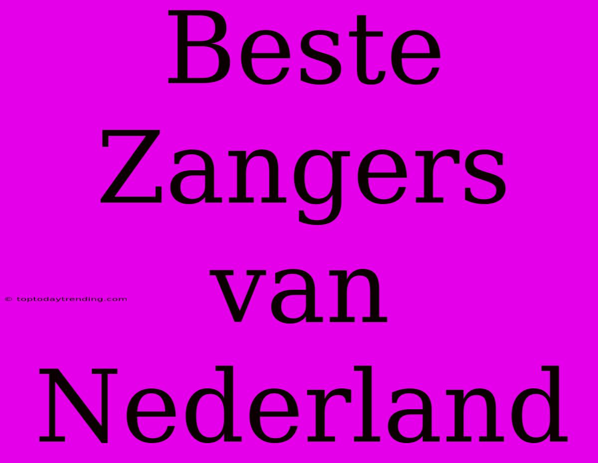 Beste Zangers Van Nederland