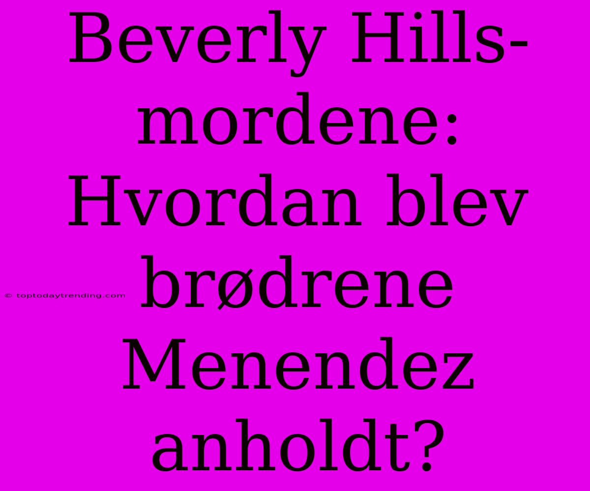 Beverly Hills-mordene: Hvordan Blev Brødrene Menendez Anholdt?