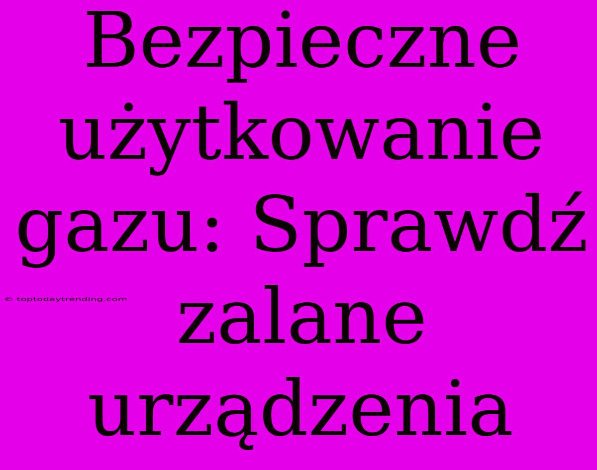 Bezpieczne Użytkowanie Gazu: Sprawdź Zalane Urządzenia