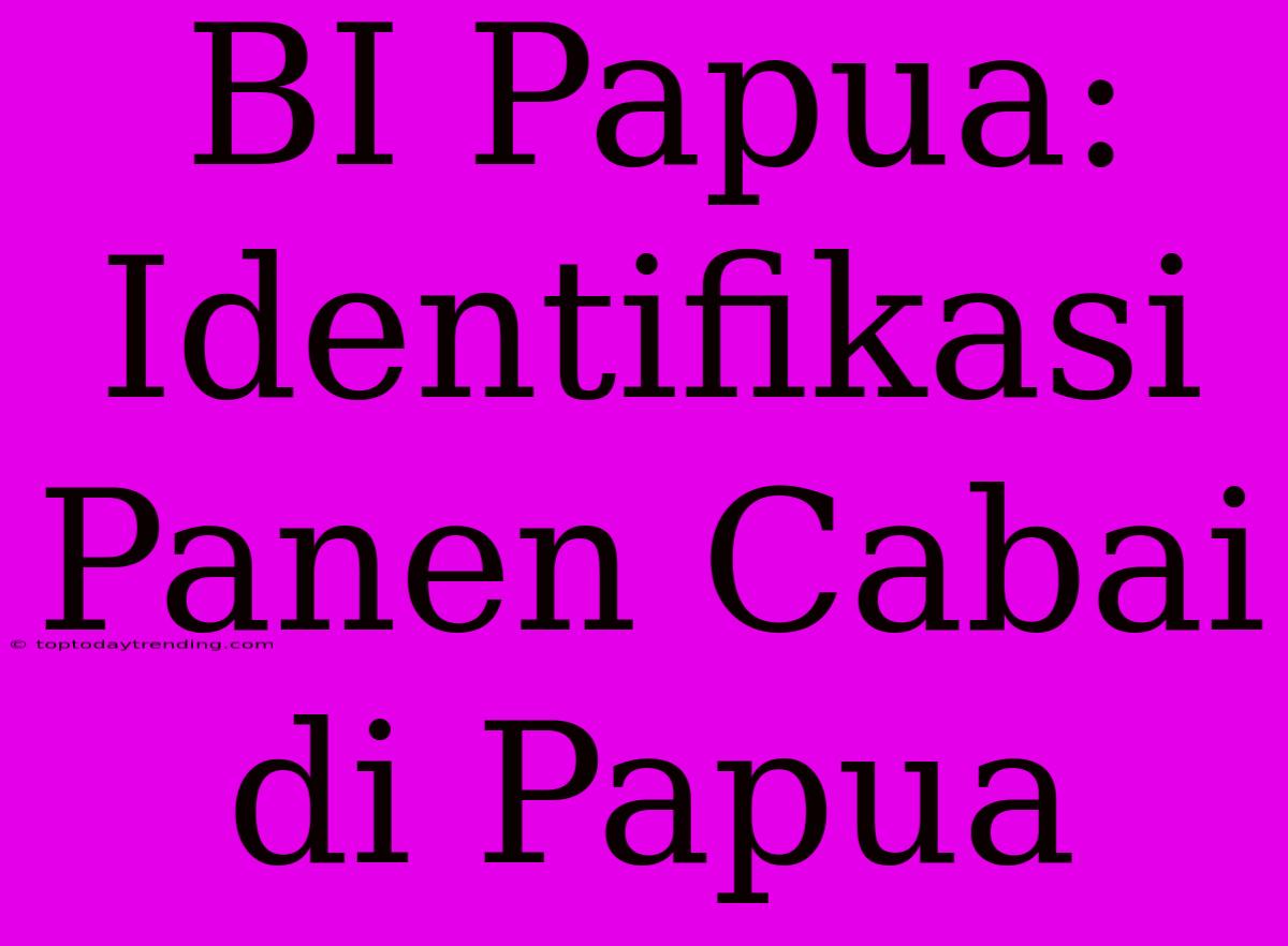 BI Papua: Identifikasi Panen Cabai Di Papua